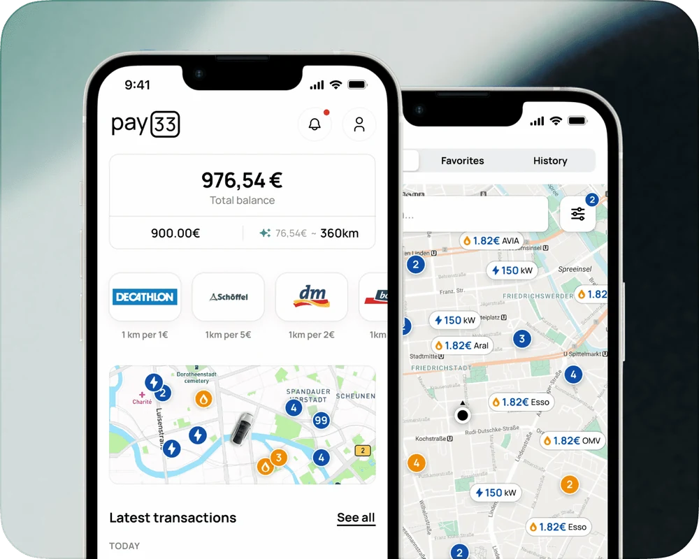 Pay33 mobile app screens