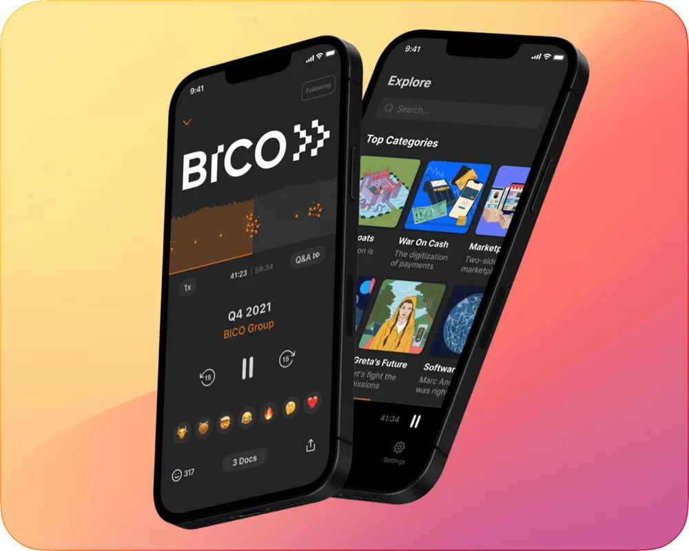 Quartr mobile app screens